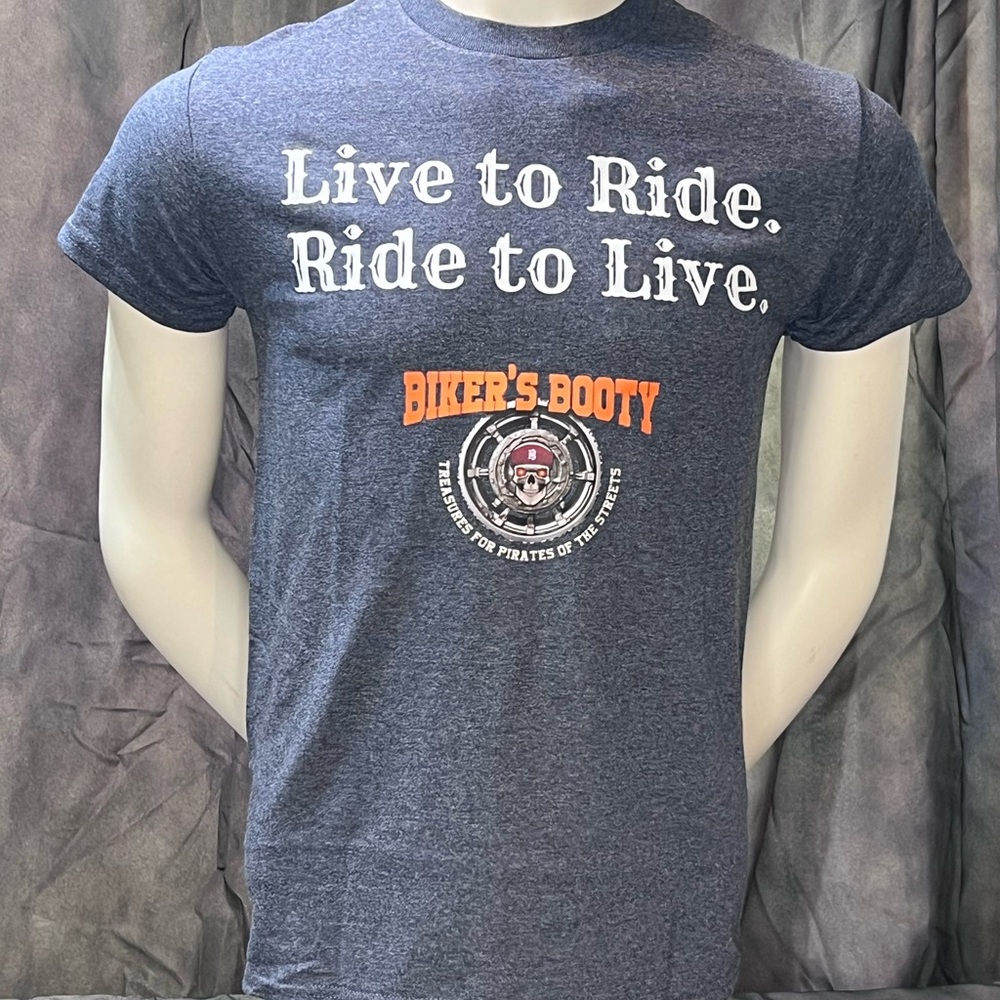 Biker’s Booty Live to Ride Ride to Live Gray T-Shirt for Men